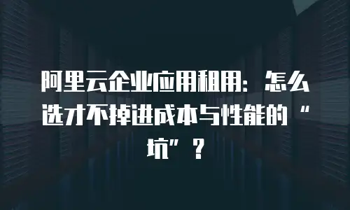 阿里云企业应用租用：怎么选才不掉进成本与性能的&ldquo;坑&rdquo;？