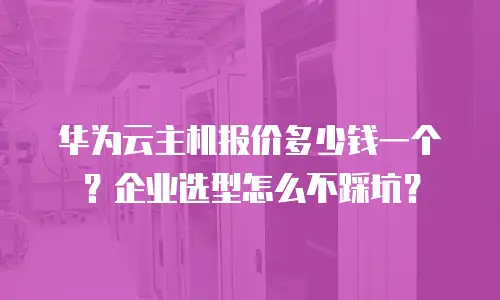 华为云主机报价多少钱一个？企业选型怎么不踩坑？