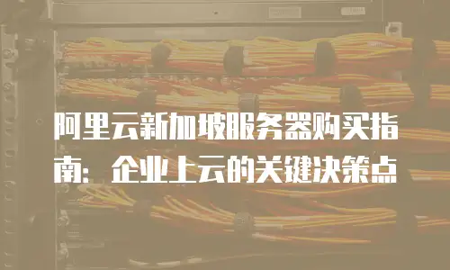 阿里云新加坡服务器购买指南：企业上云的关键决策点