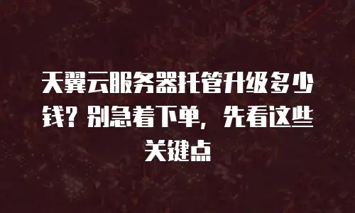 天翼云服务器托管升级多少钱？别急着下单，先看这些关键点