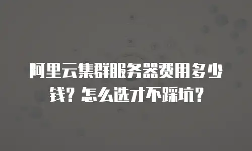 阿里云集群服务器费用多少钱？怎么选才不踩坑？