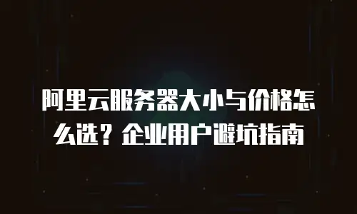 阿里云服务器大小与价格怎么选？企业用户避坑指南