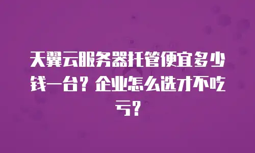 天翼云服务器托管便宜多少钱一台？企业怎么选才不吃亏？