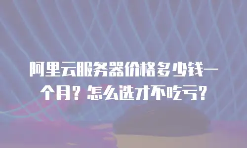 阿里云服务器价格多少钱一个月？怎么选才不吃亏？