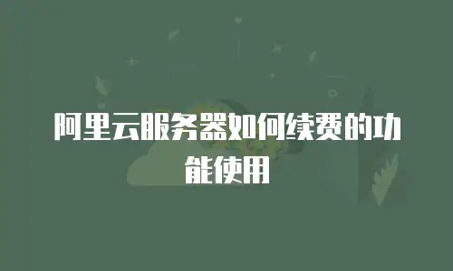 阿里云服务器如何续费的功能使用