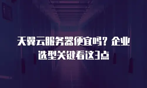 天翼云服务器便宜吗？企业选型关键看这3点
