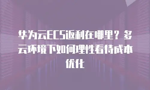 华为云ECS返利在哪里？多云环境下如何理性看待成本优化