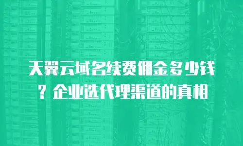 天翼云域名续费佣金多少钱？企业选代理渠道的真相