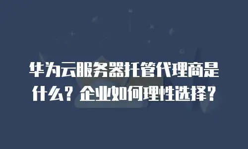 华为云服务器托管代理商是什么？企业如何理性选择？