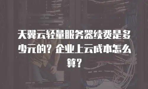 天翼云轻量服务器续费是多少元的？企业上云成本怎么算？