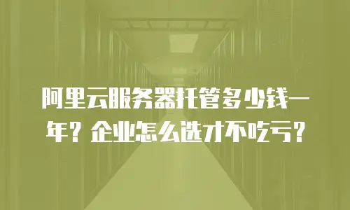 阿里云服务器托管多少钱一年？企业怎么选才不吃亏？