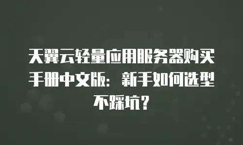 天翼云轻量应用服务器购买手册中文版：新手如何选型不踩坑？