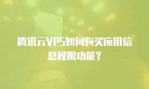 腾讯云VPS如何购买应用信息权限功能？
