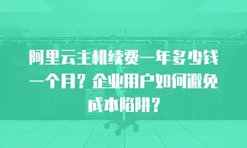阿里云主机续费一年多少钱一个月？企业用户如何避免成本陷阱？