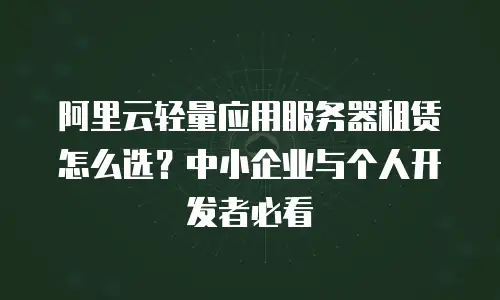 阿里云轻量应用服务器租赁怎么选？中小企业与个人开发者必看