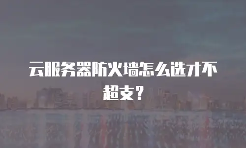 云服务器防火墙怎么选才不超支？
