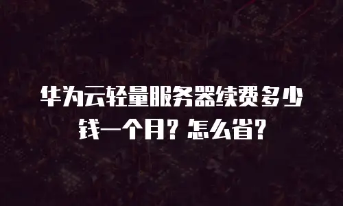华为云轻量服务器续费多少钱一个月？怎么省？