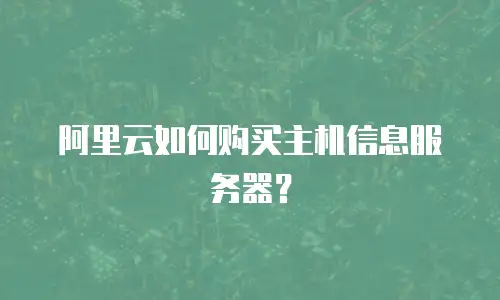 阿里云如何购买主机信息服务器？