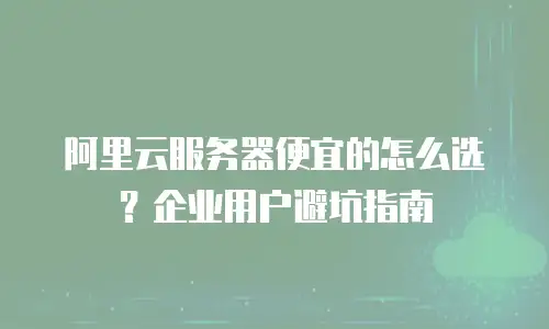 阿里云服务器便宜的怎么选？企业用户避坑指南