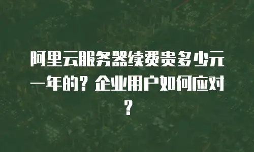 阿里云服务器续费贵多少元一年的？企业用户如何应对？