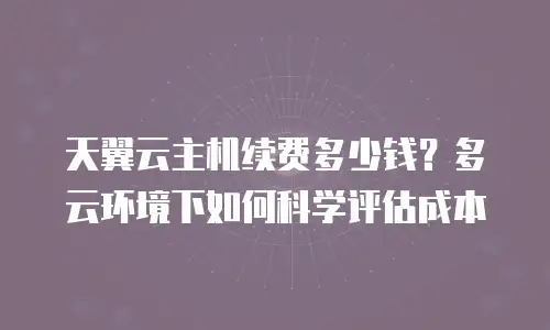 天翼云主机续费多少钱？多云环境下如何科学评估成本