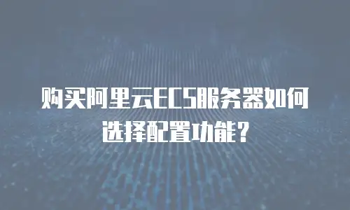 购买阿里云ECS服务器如何选择配置功能？