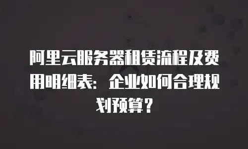阿里云服务器租赁流程及费用明细表：企业如何合理规划预算？