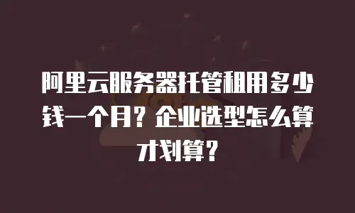 阿里云服务器托管租用多少钱一个月？企业选型怎么算才划算？