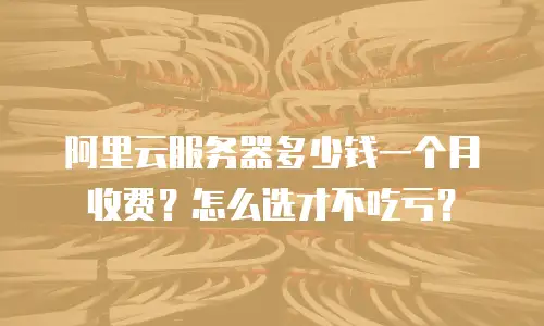 阿里云服务器多少钱一个月收费？怎么选才不吃亏？