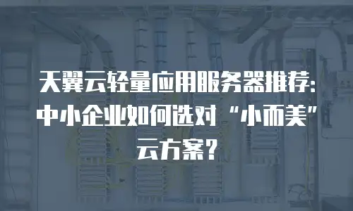 天翼云轻量应用服务器推荐：中小企业如何选对“小而美”云方案？