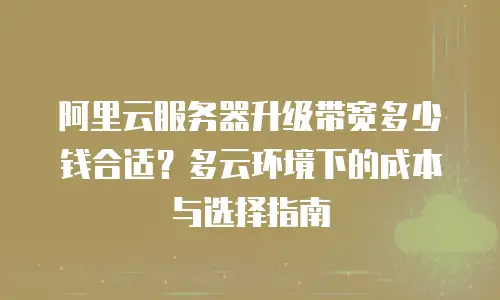 阿里云服务器升级带宽多少钱合适？多云环境下的成本与选择指南