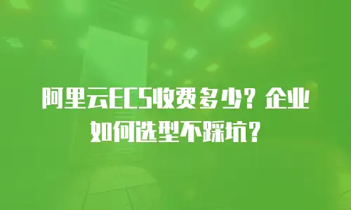 阿里云ECS收费多少？企业如何选型不踩坑？