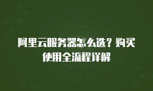 阿里云服务器怎么选？购买使用全流程详解