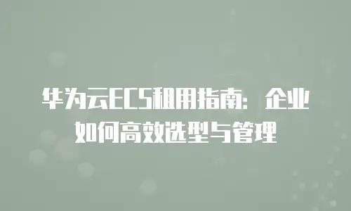 华为云ECS租用指南：企业如何高效选型与管理