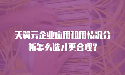 天翼云企业应用租用情况分析怎么选才更合理？