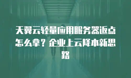 天翼云轻量应用服务器返点怎么拿？企业上云降本新思路