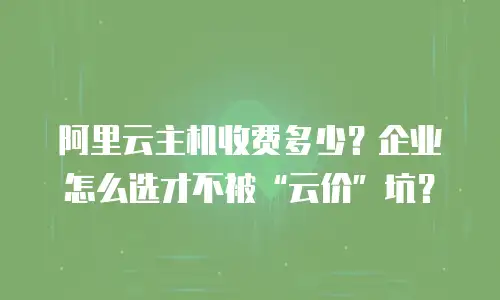 阿里云主机收费多少？企业怎么选才不被“云价”坑？