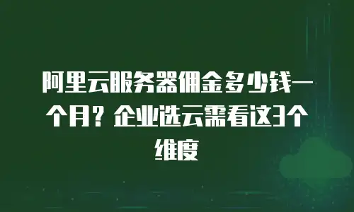 阿里云服务器佣金多少钱一个月？企业选云需看这3个维度