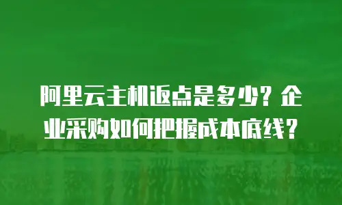 阿里云主机返点是多少？企业采购如何把握成本底线？