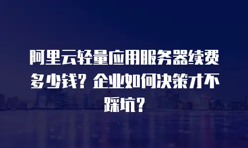 阿里云轻量应用服务器续费多少钱？企业如何决策才不踩坑？