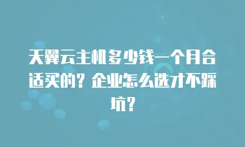 天翼云主机多少钱一个月合适买的？企业怎么选才不踩坑？