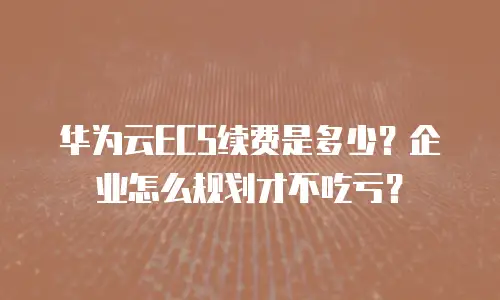 华为云ECS续费是多少？企业怎么规划才不吃亏？