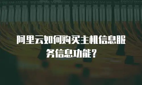 阿里云如何购买主机信息服务信息功能？