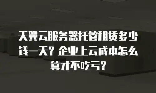 天翼云服务器托管租赁多少钱一天？企业上云成本怎么算才不吃亏？