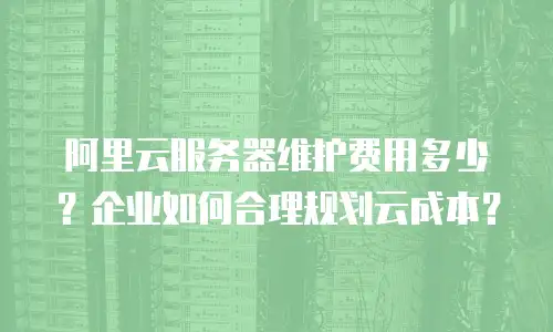 阿里云服务器维护费用多少？企业如何合理规划云成本？