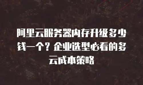 阿里云服务器内存升级多少钱一个？企业选型必看的多云成本策略