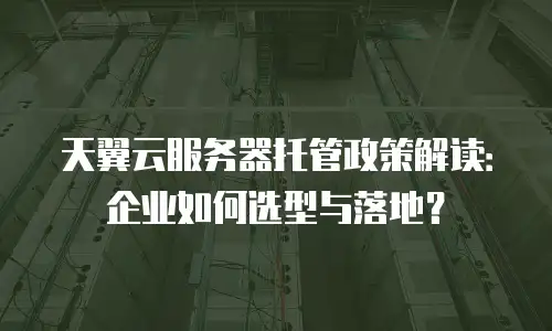 天翼云服务器托管政策解读：企业如何选型与落地？