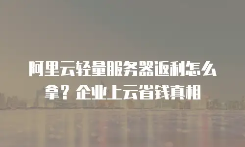 阿里云轻量服务器返利怎么拿？企业上云省钱真相
