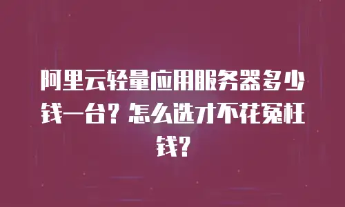 阿里云轻量应用服务器多少钱一台？怎么选才不花冤枉钱？