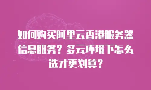 如何购买阿里云香港服务器信息服务？多云环境下怎么选才更划算？